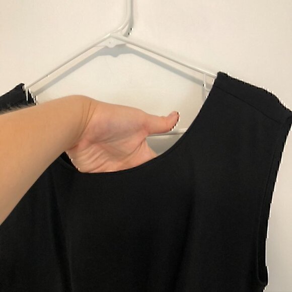 TAYLOR Solid Black Pleated Gathered Sleeveless Ponte Knit Peplum Sheath Dress 6 - Picture 6 of 12